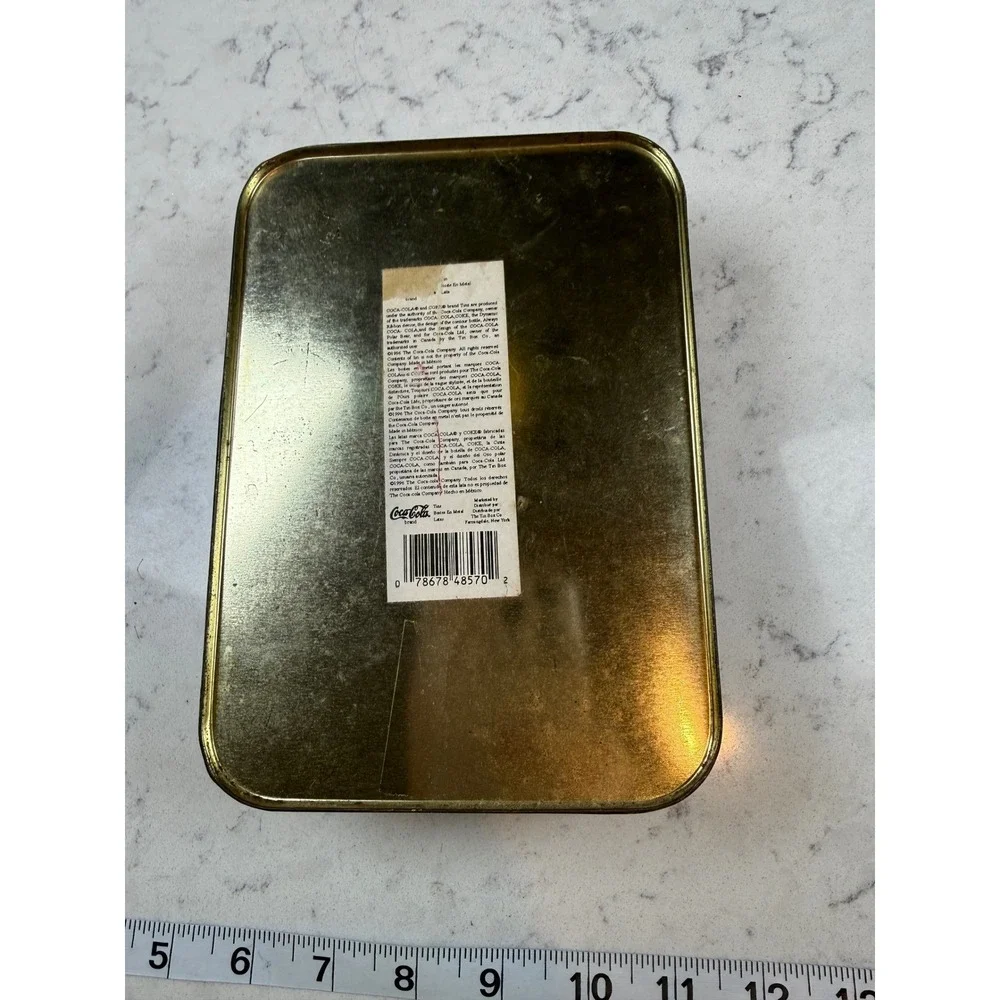 Vintage 1996 Coca-Cola Polar‎ Bear Skiing Surfboard Metal Tin Storage Box 8x6x2